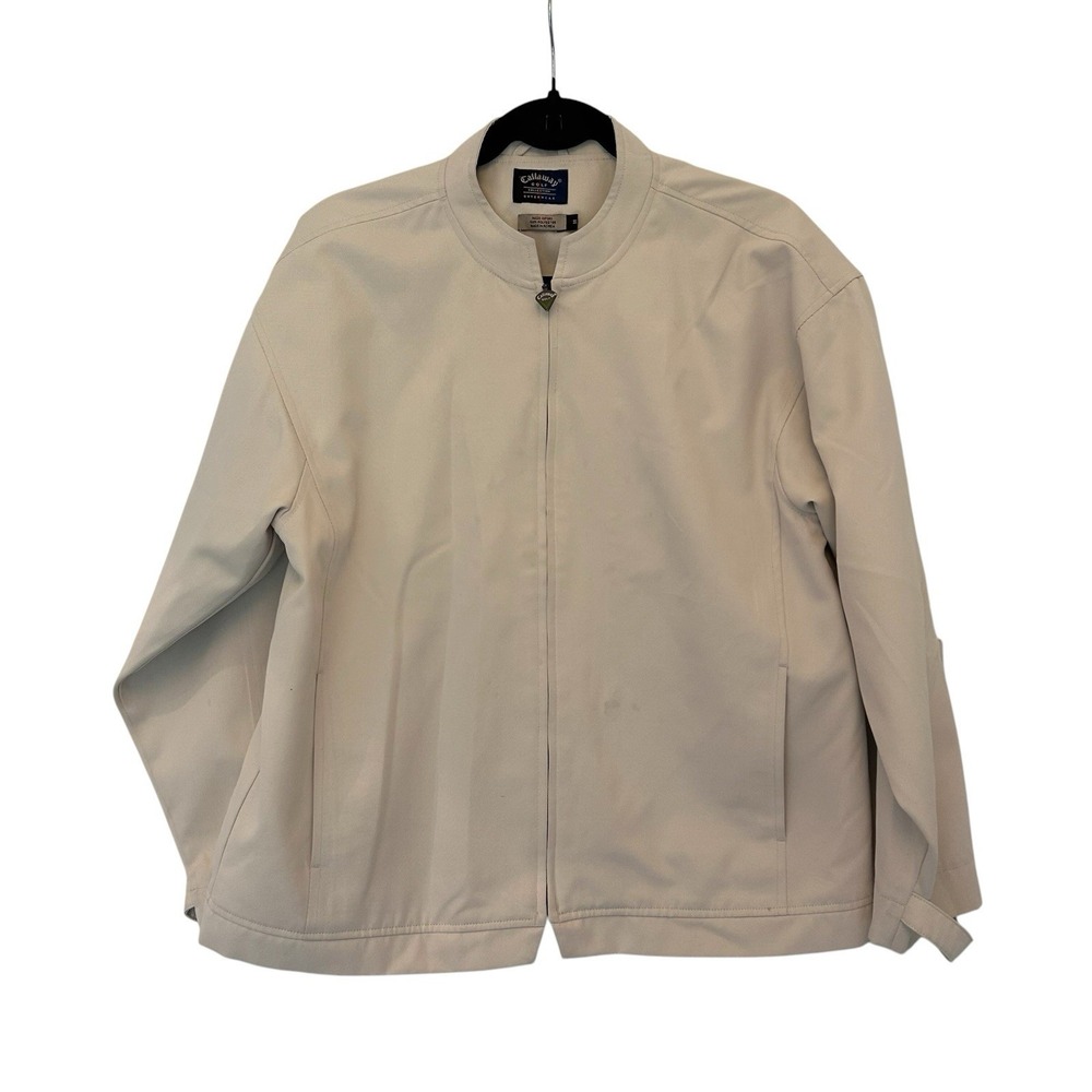 Callaway Jacket Mens Medium Tan Windbreaker Full Zip Mock Neck Outerwear Golf